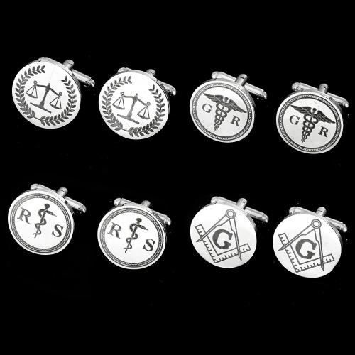 Cufflinks, 304 Stainless Steel, Round, plated, different designs for choice & for man, original color, Sold By Pair