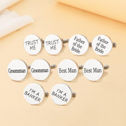 Cufflinks, 304 Stainless Steel, Round, plated, different designs for choice & for man, original color, Sold By Pair