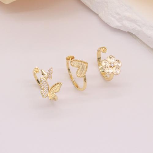 Brass Bezel Ring Base, plated, DIY & different styles for choice & micro pave cubic zirconia, Sold By PC
