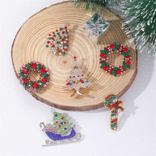 Rhinestone Brooch, Tibetan Style, Christmas Design & different styles for choice & for woman & with rhinestone, Sold By PC