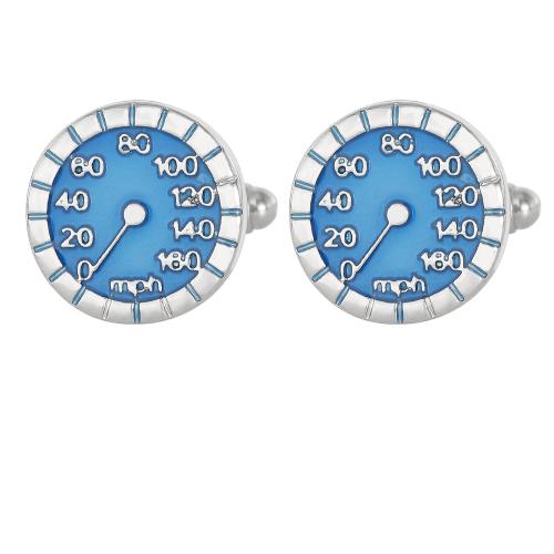 Cufflinks, Tibetan Style, Round, plated, for man & enamel, original color, Sold By Pair