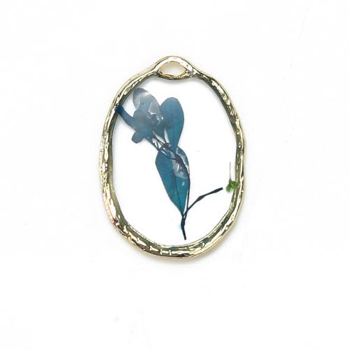 laiton Pendentif, avec Fleurs séchées & résine, Placage, DIY, couleurs mélangées, protéger l'environnement, sans nickel, plomb et cadmium, 19.90x2.88x28.51mm, Vendu par PC