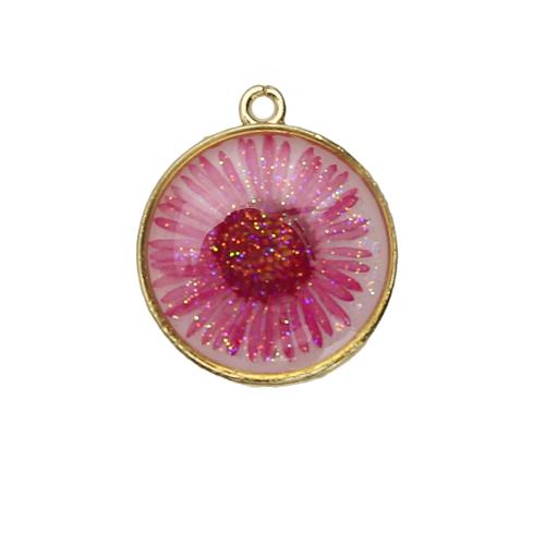 laiton Pendentif, avec Fleurs séchées & résine, Placage, DIY, couleurs mélangées, protéger l'environnement, sans nickel, plomb et cadmium, 19.11x4.59x21.88mm, Vendu par PC