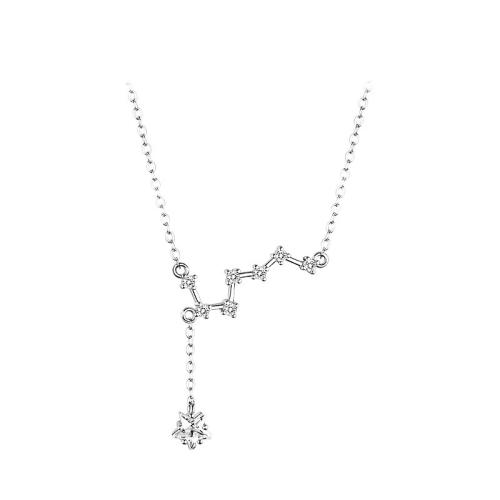 Cubic Zircon Micro Pave Brass Necklace, plated, fashion jewelry & micro pave cubic zirconia, silver color, nickel, lead & cadmium free, 40+5cm, Sold By PC