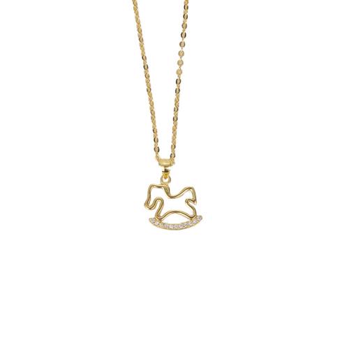 Cubic Zircon Micro Pave Brass Necklace, rocking horse, gold color plated, fashion jewelry & micro pave cubic zirconia, golden, 16+3cm, Sold By PC