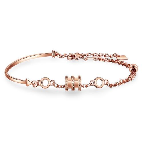 Cubic Zirconia Micro Pave Brass Bracelet, plated, fashion jewelry & micro pave cubic zirconia, rose gold color, 16+3.5cm, Sold By PC