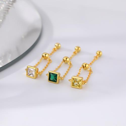 Cubic Zirconia Micro Pave Brass Earring, plated, fashion jewelry & micro pave cubic zirconia, more colors for choice, 6.50x6.50mm, Sold By PC