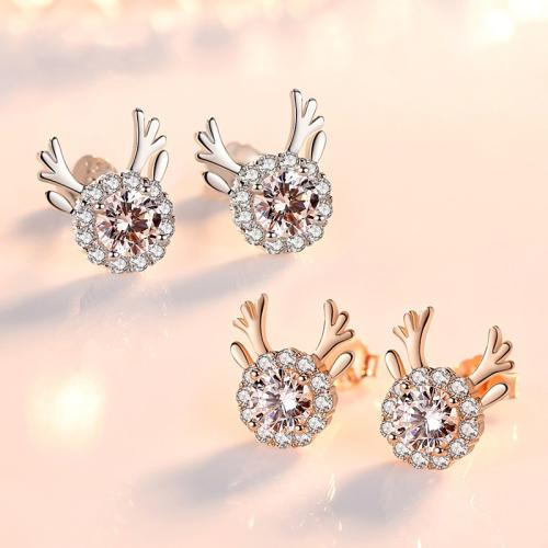 Cubic Zirconia Micro Pave Brass Earring, plated, fashion jewelry & micro pave cubic zirconia, more colors for choice, 7.80x8.70mm, Sold By Pair