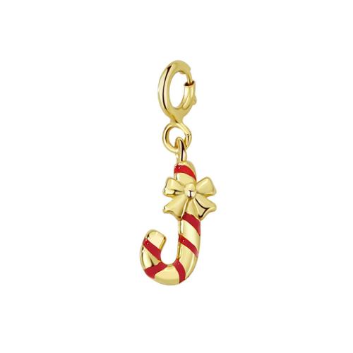 Brass Jewelry Pendants, Christmas Candy Cane, plated, DIY, more colors for choice, 12.50x5mm, Sold By PC