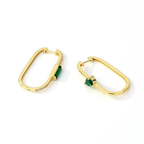 Cubic Zirconia Micro Pave Brass Earring, plated, fashion jewelry & micro pave cubic zirconia, two different colored, 35mm, Sold By Pair