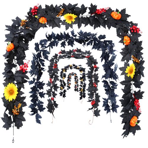 Plastic Halloween Ornaments, with Silk Flower, Leaf, different styles for choice, 2000mm, Sold By PC