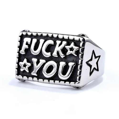 304 Stainless Steel Finger Ring, Alphabet Letter, polished, Unisex & different size for choice & blacken, original color, US Ring Size:5-15.5, Sold By PC