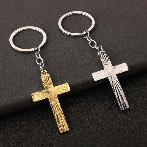 Bag Purse Charms Keyrings Keychains, Tibetan Style, Cross, plated, Unisex, more colors for choice, 105mm, Sold By PC