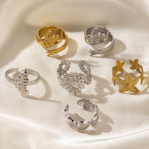 Titanium Steel Finger Ring, gold color plated, fashion jewelry, more colors for choice, Sold By PC