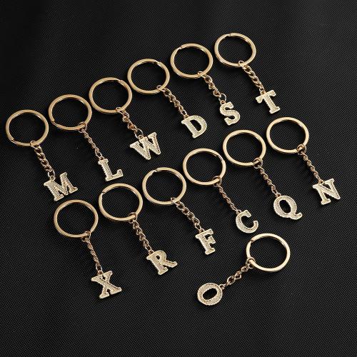 Bag Purse Charms Keyrings Keychains, Tibetan Style, Alphabet Letter, multifunctional & Unisex & different designs for choice, golden, Sold By Pair
