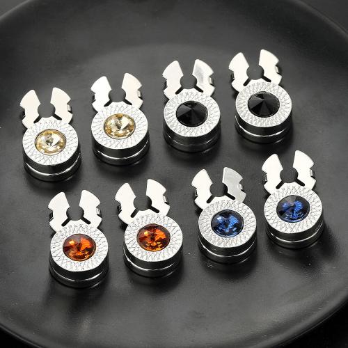 Cufflinks, Tibetan Style, Round, plated, for man & with rhinestone, more colors for choice, Sold By Pair