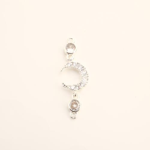 Cubic Zirconia Micro Pave Brass Connector, DIY & micro pave cubic zirconia, silver color, 31.50x10.50x2mm, Sold By PC