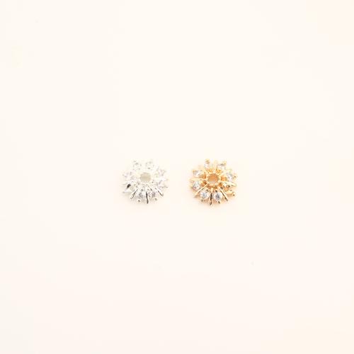 Brass Bead Cap, DIY & micro pave cubic zirconia, more colors for choice, 7.50x7.50x2mm, Sold By PC