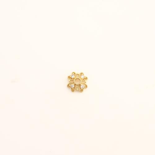 Brass Bead Cap, DIY & micro pave cubic zirconia & hollow, more colors for choice, 8x8x3mm, Sold By PC