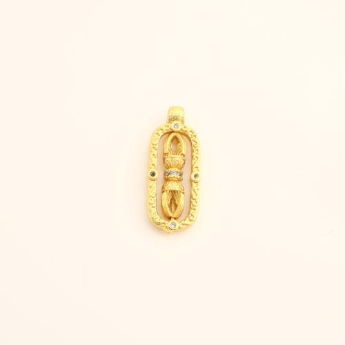 Cubic Zirconia Micro Pave Brass Pendant, DIY & micro pave cubic zirconia & hollow, golden, 21x9x4.50mm, Sold By PC