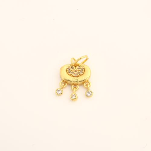Cubic Zirconia Micro Pave Brass Pendant, DIY & micro pave cubic zirconia, golden, 19x12x2.50mm, Sold By PC
