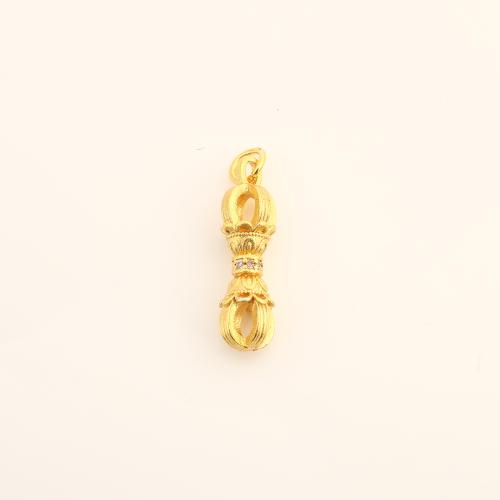 Cubic Zirconia Micro Pave Brass Pendant, DIY & micro pave cubic zirconia & hollow, golden, 26x6x6mm, Sold By PC