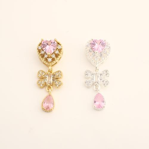 Cubic Zirconia Micro Pave Brass Pendant, DIY & micro pave cubic zirconia, more colors for choice, 28x10x7mm, Sold By PC