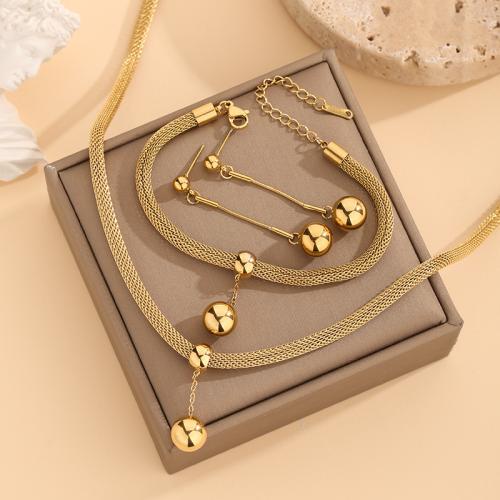 Titanium Steel Jewelry Set, plated, fashion jewelry & different styles for choice & for woman, golden, Necklace :45cm Bracelet :17cm., Sold By PC