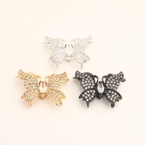 Cubic Zirconia Micro Pave Brass Pendant, Butterfly, DIY & micro pave cubic zirconia, more colors for choice, 15x20.50x5mm, Sold By PC