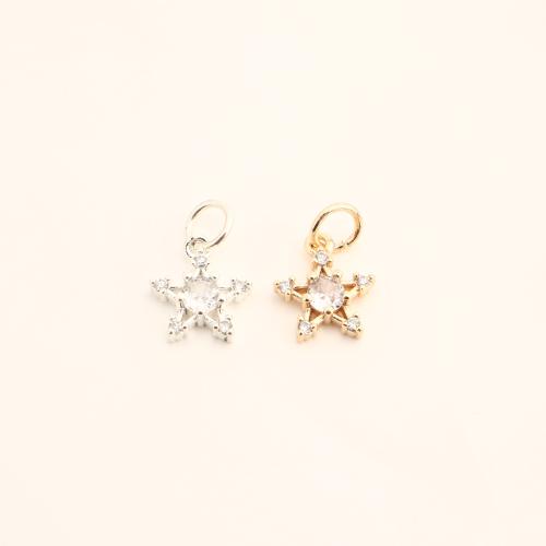 Cubic Zirconia Micro Pave Brass Pendant, Star, DIY & micro pave cubic zirconia & hollow, more colors for choice, 16x11x3mm, Sold By PC