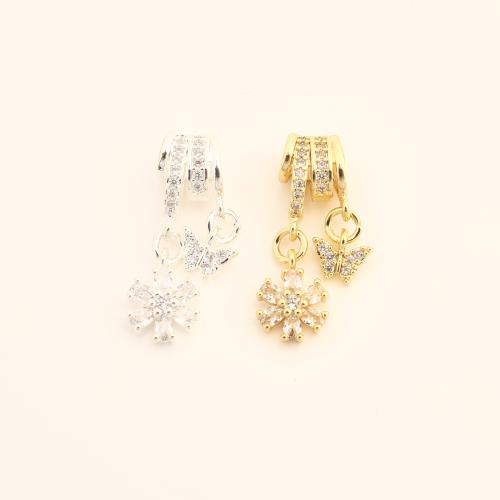 Cubic Zirconia Micro Pave Brass Pendant, DIY & micro pave cubic zirconia, more colors for choice, 25x12x6mm, Sold By PC