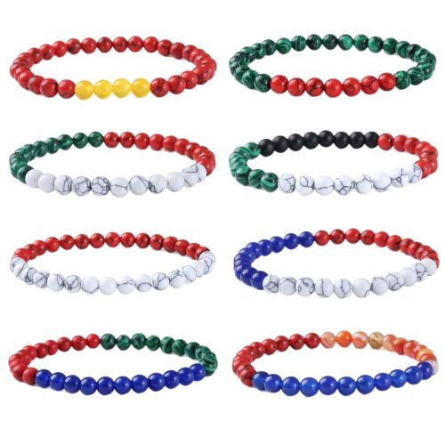 Gemstone Bracelets, Natural Stone, with Elastic Thread, handmade, fashion jewelry & Unisex & different styles for choice, Sold By PC