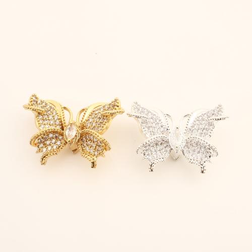 Cubic Zirconia Micro Pave Brass Pendant, Butterfly, DIY & micro pave cubic zirconia, more colors for choice, 21x17.50x9.50mm, Sold By PC