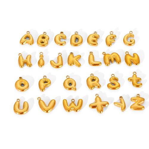 Stainless Steel Letter Pendants, 304 Stainless Steel, Alphabet Letter, gold color plated, DIY, golden, 9-10mm, 10PCs/Bag, Sold By Bag
