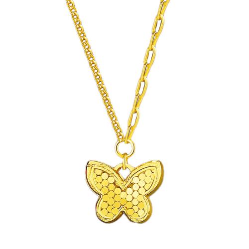 Collier en laiton, papillon, Placage, bijoux de mode, doré, protéger l'environnement, sans nickel, plomb et cadmium, 10.39x12.96mm, Longueur:Environ 45 cm, Vendu par PC