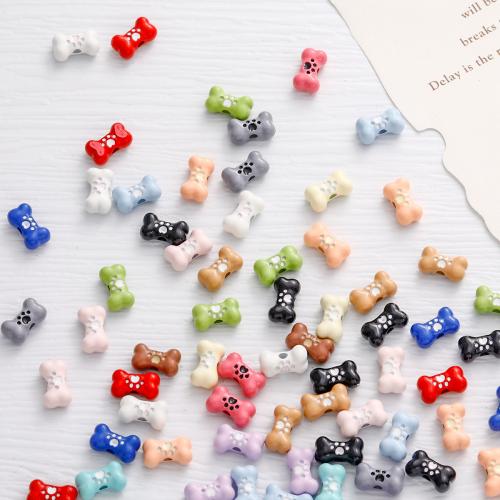 Tibetan Style Jewelry Beads, Dog Bone, plated, DIY & enamel, Random Color, 15.50x17.50mm, Inner Diameter:Approx 1.8mm, Sold By PC