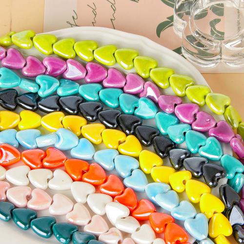 Pearlized Porcelain Beads, Heart, DIY, more colors for choice, 15x15mm, Sold By PC