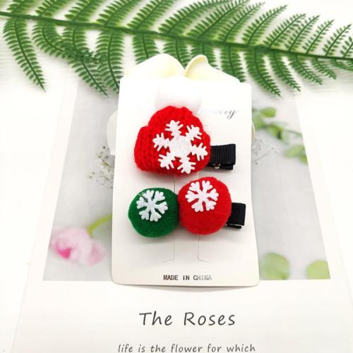 Cloth Christmas Hair Clip, with Iron, handmade, Girl & different styles for choice, 150x100mm, Sold By Set