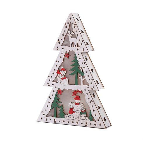 Wood Christmas Decoration Ornaments, Christmas Tree, lightening & different styles for choice, 300x200x40mm, Sold By PC