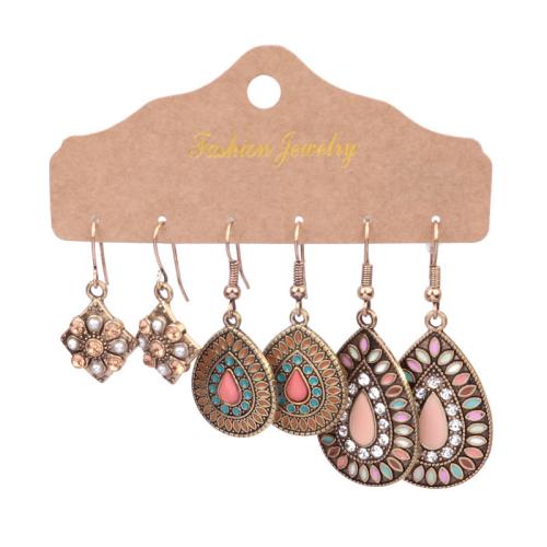 Tibetan Style Earring Set, with Cotton Thread & Wood, plated, folk style & different styles for choice & for woman, Sold By Set