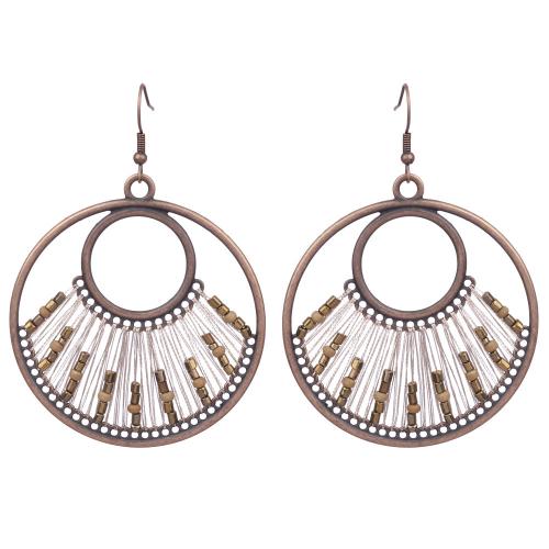 Tibetan Style Drop Earring, with Cotton Thread & Seedbead, plated, folk style & different styles for choice & for woman, Sold By Pair