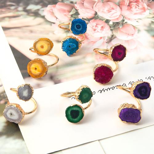 Agate Finger Ring, Brass, with Agate, plated, fashion jewelry, more colors for choice, nickel, lead & cadmium free, 22.70x28.70x27.34mm, Sold By PC