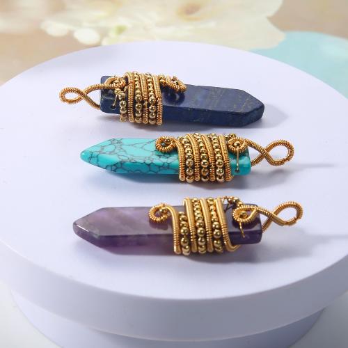 Gemstone Pendants Jewelry, Brass, with Gemstone, plated, DIY, more colors for choice, nickel, lead & cadmium free, 16.30x9.43x62.52mm, Sold By PC