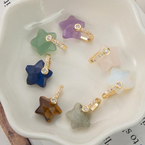 Gemstone Pendants Jewelry, Brass, with Gemstone, Star, plated, DIY & with rhinestone, more colors for choice, nickel, lead & cadmium free, 11.45x4.95x17.08mm, Sold By PC
