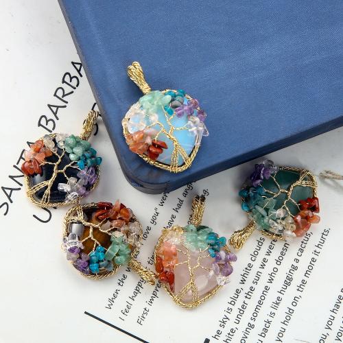 Gemstone Pendants Jewelry, Brass, with Gemstone, plated, DIY, more colors for choice, nickel, lead & cadmium free, 34.22x11.01x51.02mm, Sold By PC