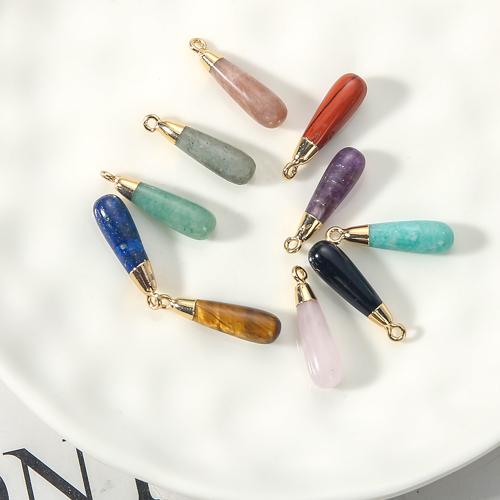 Gemstone Pendants Jewelry, Brass, with Gemstone, plated, DIY, more colors for choice, nickel, lead & cadmium free, 26.69x6.98x26.57mm, Sold By PC