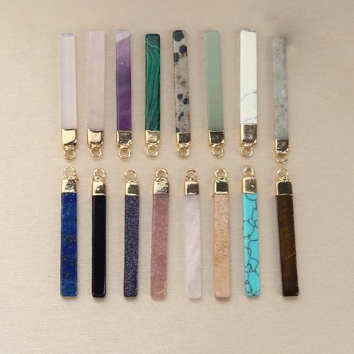 Gemstone Pendants Jewelry, Brass, with Gemstone, DIY, more colors for choice, nickel, lead & cadmium free, 5.65x3.35x44.15mm, Sold By PC