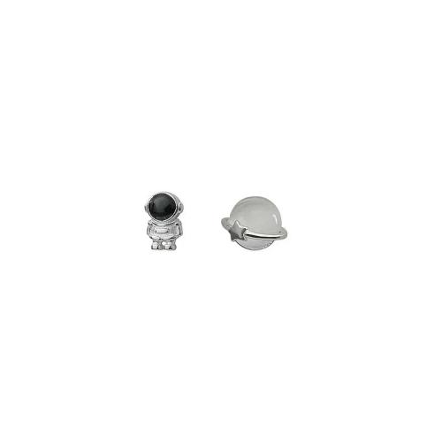 Asymmetric Earrings, Brass, with Cats Eye, Astronaut, plated, fashion jewelry, mixed colors, nickel, lead & cadmium free, 6x8mm, Sold By Pair