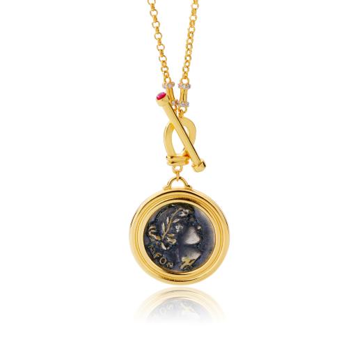 Brass Necklace, with Epoxy Sticker, plated, fashion jewelry, mixed colors, 34.90x24.90mm, Length:Approx 48.5 cm, Sold By PC
