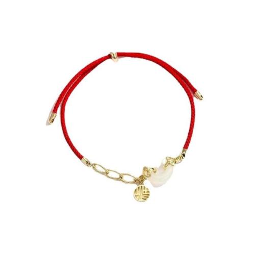 Brass Bracelet & Bangle, Nylon, with Hetian Jade & Brass, plated, fashion jewelry, more colors for choice, nickel, lead & cadmium free, Length:23 cm, Sold By PC